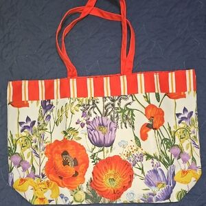 Estee Lauder Floral Tote Bag with Red Accents New